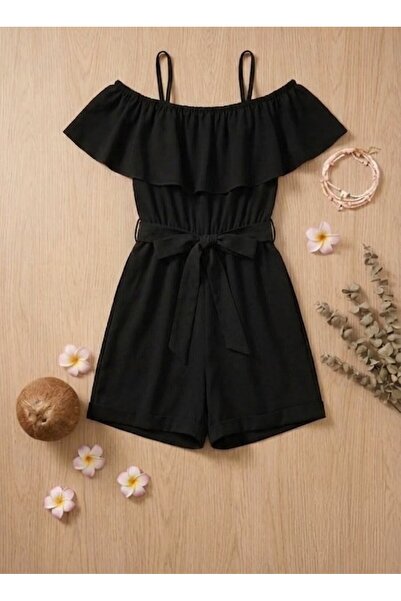 shop Kız çocuk tulum pantolon şort kuşak bağlamalı