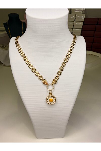 GOLD PAPATYA CHARM DETAYLI KALIN ZİNCİR KOLYE