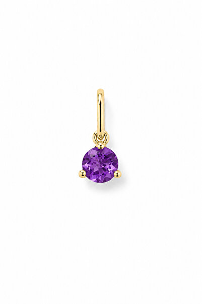 KAIROS JEWELRY 14 Ayar Altın Doğal Ametist Taşlı Modern Charm Kolye Ucu