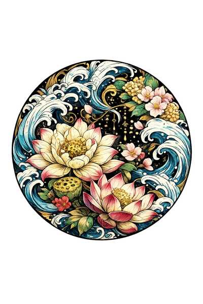 Pleksi Marketi Japanese Flower Design Acrylic Coasters Set of 5 5mm//77 Mmcap