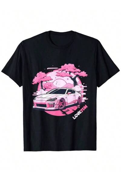 4CR تي شيرت رجالي بتصميم JDM الياباني للشارع، قميص قطني ناعم ومسامي بتصميم سب...