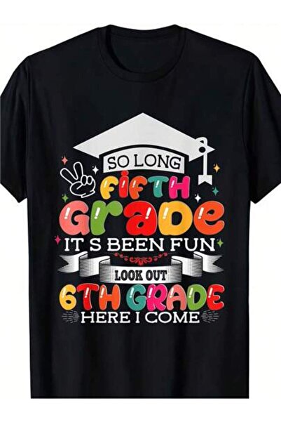 23ERVA تي شيرت The Last Day Of 5Th Grade Graduation ذو تصميم مريح وياقة دائري...