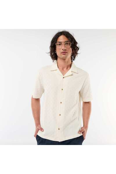 KIABI Short-Sleeved Patterned Knit Shirt WHITE
