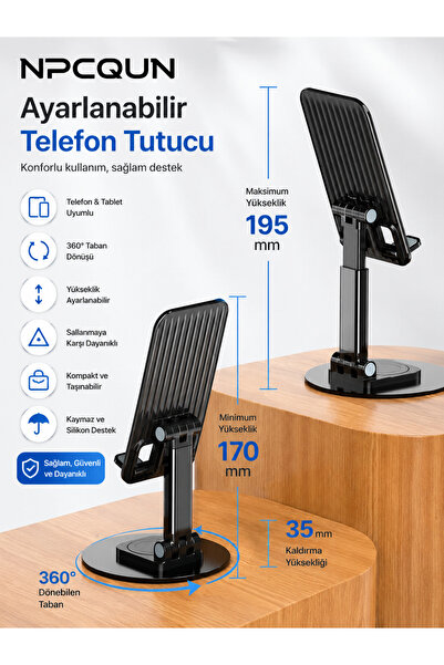NPCQUN Tablet Telefon Tutucu Stant Katlanabilir Masaüstü Telefon ve Tablet Standı