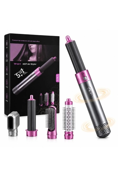 Bsr Uscator de par, 5in1, 1000W, aer cald, capete interschimbabile, indreptar...