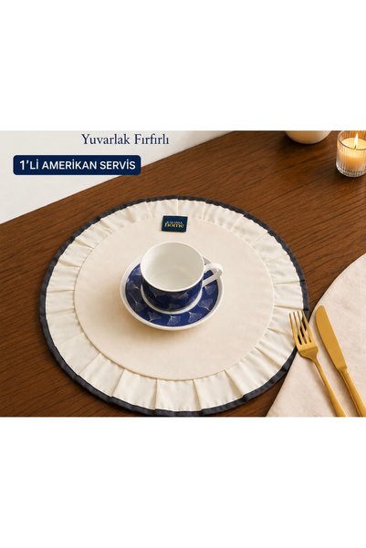 calinahome 1-Piece Linen White Ruffled Ribbed American Service Set for Tables...