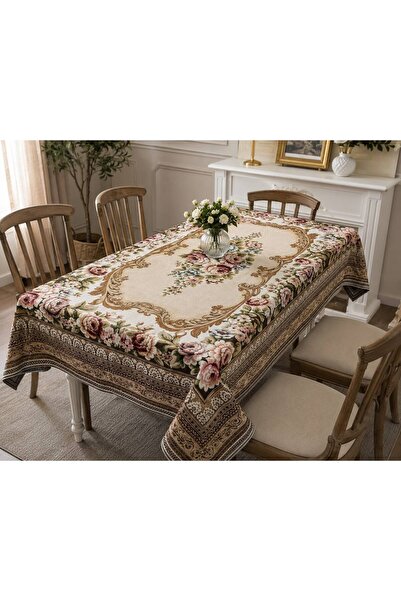 Yeshome Collection غطاء طاولة طعام وغرفة معيشة منسوج بنمط زهور يتسع لـ 8-10 أ...