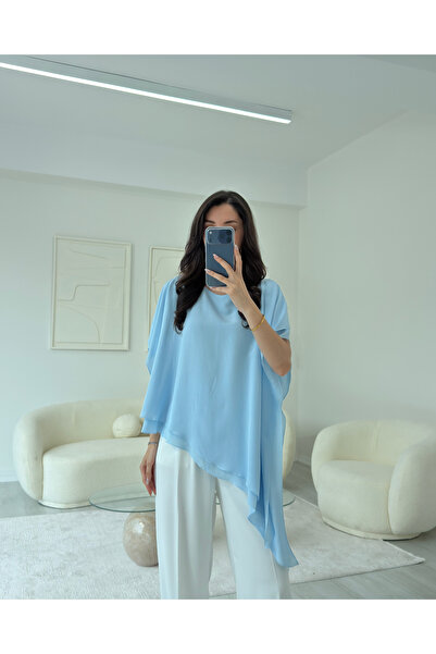 LUUNA STORE MAVİ ASİMETRİK BLUZ