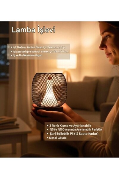 lstri Modern Şarj Edilebilir LED Masa Lambası, Kamp Karavan Sanatsal Dokunmatik Kontrol,Kablosuz Taşınabilir, Ev Dekorasyonu ve Restoranlar için