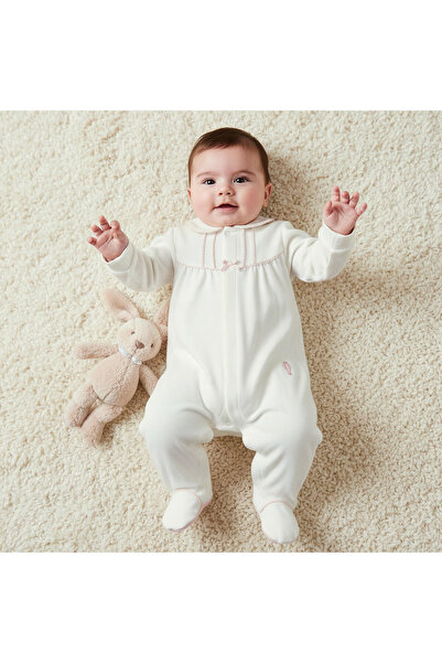 giggles Cotton Collared Long Sleeves Sleepsuit with Snap Button Closure