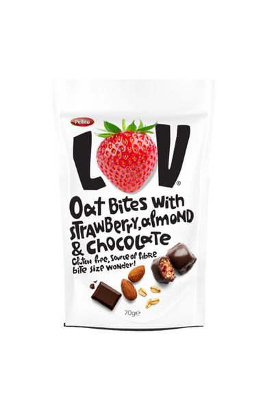 PELLITO LOV OAT BITES 70gr. - (ΦΡΑΟΥΛΑ - ΑΜΥΓΔΑΛΟ - ΣΟΚΟΛΑΤΑ)