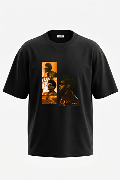 Anetos The Weeknd_14 Design Printed Oversize Black T-Shirt
