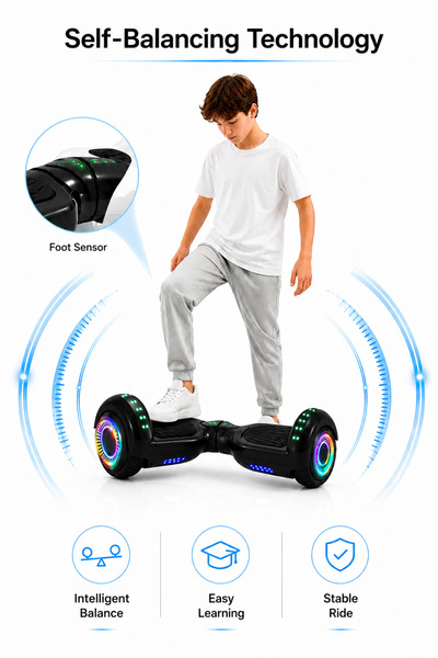 Ummelia Mars Pro 8" Smart Hoverboard |300W Self-Balancing Electric Scooter with Bluetooth |LED Wheels| App Control| 36V Battery| 150kg Capacity