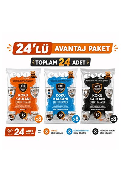 Tuffix Only Evo 24'Lü Avantaj Paketi Çok Amaçlı Doğal Koku kalkanı - 3 renk x...