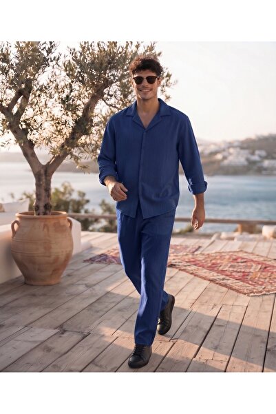 Combineman35 Bürümcük Fabric Top and Bottom Summer Shirt Set