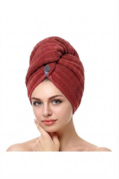 VENTİ VENTİSCA Queen 2 Pieces of Thick 100% Cotton Hair Cap with Buttons, Hai...
