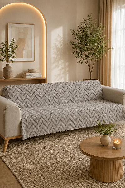 Vivanni Home %100 Bambu Dalga Desenli Bambu Koltuk Örtüsü Kaymaz Tabanlı Leke...