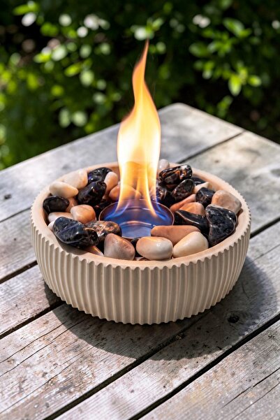 Technow Home GBD Taş Döküm Dumansız Masa Şömine Ateş Çukuru (500ml Bioethanol+Hazne)