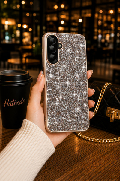 Hatreds Samsung Galaxy A55 Uyumlu M-Safe Uyumlu Taşlı Parlayan Kılıf