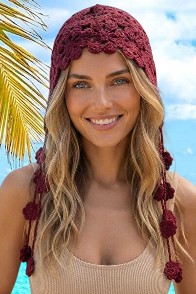 Uniquetrenders Women's Floral Motif Knitted Bandana Beanie Bohemian Summer Hat