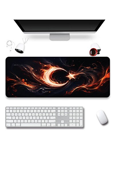 SonicTouch Keyboard Mousepad 40X90Cm Flame Crescent Seamless Smooth Liquid-Pr...