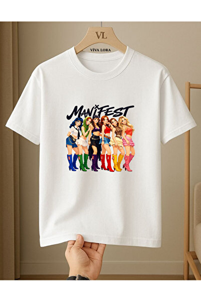 VİVA LORA Manifest Anime Printed 100% Cotton Crewneck Regular Women's T-Shirt