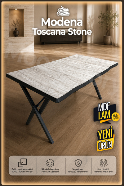 Moon Glory Modena MDF Kütük Masa Yemek Masası - Mutfak, Salon, Ofis ve Çalışm...