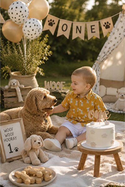 Atelier Des Reves Erkek Bebek & Çocuk Köpek Desenli Kısa Kollu Gömlek