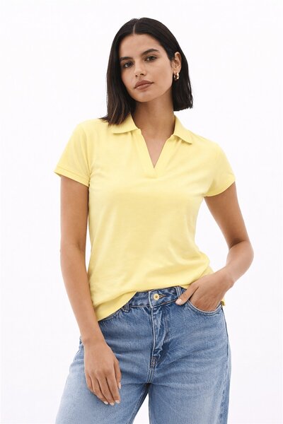 Fashion Friends Women's Polo V-Neck T-Shirt