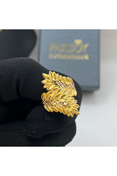 paksoy kuyumculuk Başak Yaprak Kalemli Altın Yüzük 22 Ayar 5.97 Gram Kadın He...