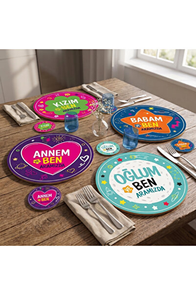 nesnelgift 30cm Coaster and 9cm Cup Mat Set Uv Printing Mdf among Us