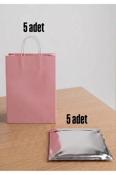 e Erta 25x31 Cm 5 Adet Pembe Renkli Kraft Çanta,25x35 Cm 5 Adet Gri Renkli Me...