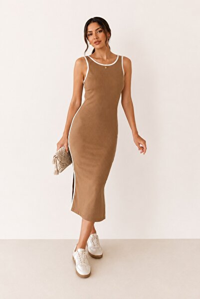 unika boutique Women's Ribbed Slit Maxi Dress