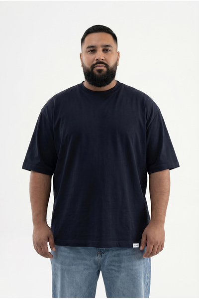 Machinist Men's Large Size Basic T-Shirt Navy Blue