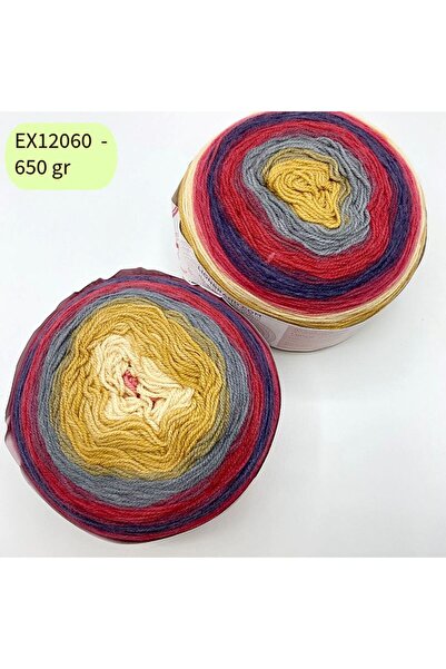 Oxford İplik İhrac Fazlası 2'li Paket 650 gr Akrilik Kek Ebruli EX12060