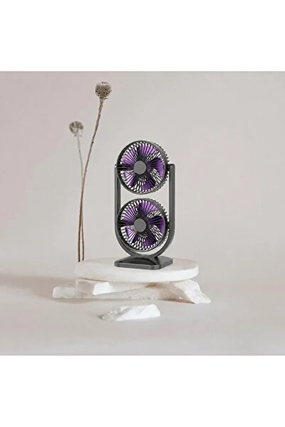 Enshall Çift Fanlı Blıc Vantilatör Masaüstü 180° Ayarlanabilir Şarjlı Mini Soğutucu Fan 2400mAh