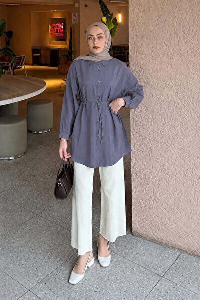 lamelif Tied Cupra Nubuck Shirt Anthracite