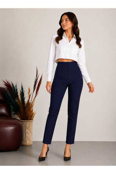 MODAELA Pantaloni din material textil cu talie înaltă și șnururi