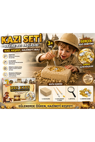 TRUST STORE Oyuncak Kazı Seti Hazine Avı ve Arkeoloji Kazı Oyunu Sürpriz Altın Külçe Keşif Seti