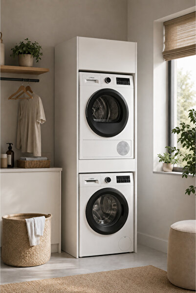 SARMOBİ Nest Çamaşır Makinası Dolabı İkili Y:214 G:67 D:60 / Beyaz