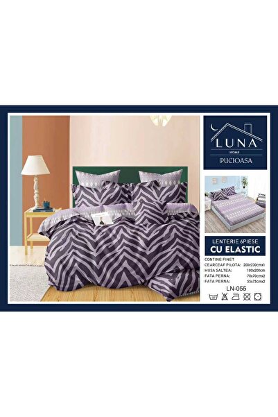 Pucioasa Lenjerie de Pat Finet Gros 6 Piese Cearceaf cu Elastic 180x200 cm