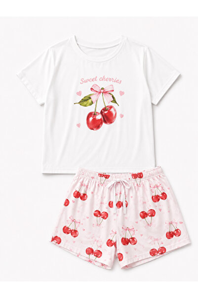 Silona Homewear Zezex Cherry White Shorts Pajama Set