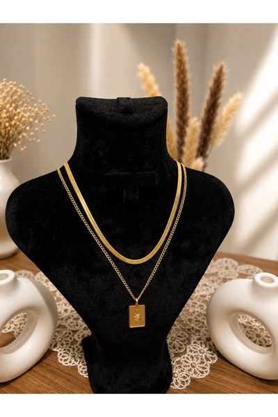 ENORİA ACCESSORİES Çift Katmanlı Gold Yılan Zincir kolye