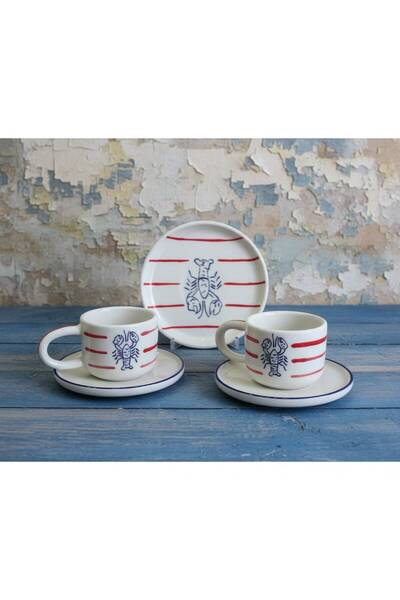 Xhoie Ceramics طقم أكواب قهوة على شكل جراد البحر
