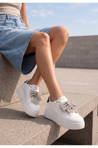B T Shoes Sneakers cu platformă Hermila V3 albi