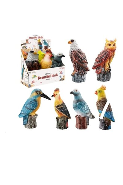 MASHASHOP Set de 6 figurine, Păsări din lume, Realiste, Cu sunete, Din vinil,...