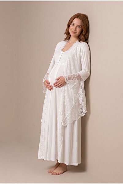 LOHOUSE Women's Ecru Lace Ruffled Sleeves Special Design New Season Maternity...