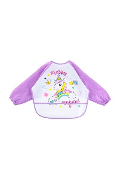 OEM Bavetă cu mâneci bebeluși, model unicorn, mâneci, violet – protecție prac...