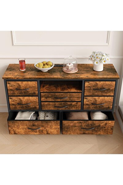 Garvee 8-Drawer TV Stand for 55 Inch TV, Storage Cabinet