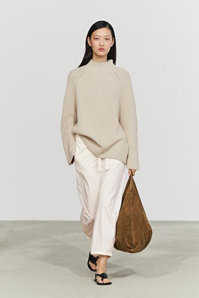 Massimo Dutti %100 pamuklu fitilli örgü kazak